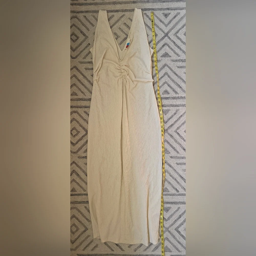 Anthropologie Free People Lyla Beach Ruched Maxi Dress in Summer Khaki - Picture 4 of 8